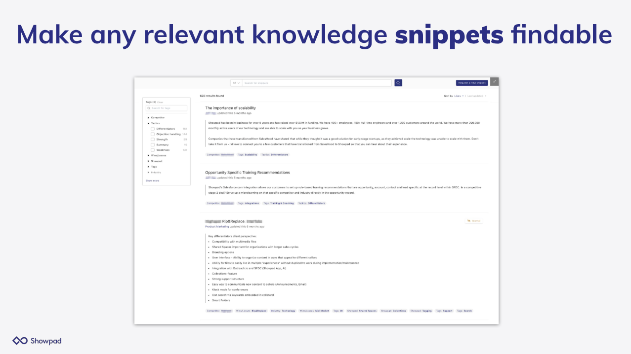 Make any relevant knowledge snippets findable